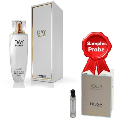 Chatler Bluss Day 100 ml + Perfume Sample Spray Hugo Boss Jour Femme
