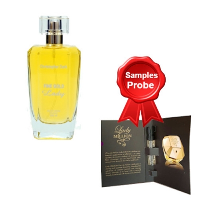 Christopher Dark Fine Gold Lady 100 ml + Perfume Sample Spray Paco Rabanne Lady Million