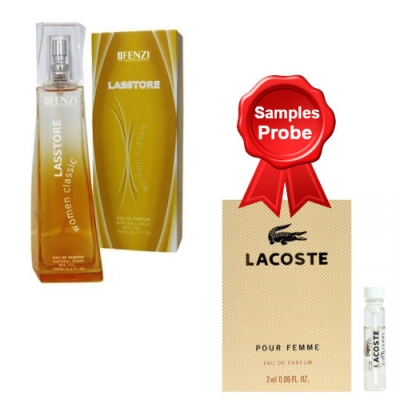 JFenzi Lasstore Classic Women 100 ml + Perfume Sample Lacoste Pour Femme
