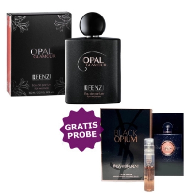 JFenzi Opal Glamour 100 ml + Perfume Sample Spray Yves Saint Laurent Opium Black