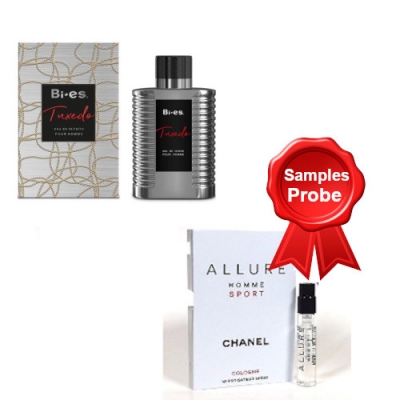 Bi-Es Tuxedo 100 ml + Perfume Sample Chanel Allure Homme Sport