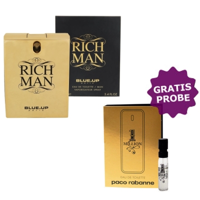 Blue Up Rich Man De Luxe - Eau de Toilette for Men 100 ml, Perfume Sample Spray Paco Rabanne 1 Million