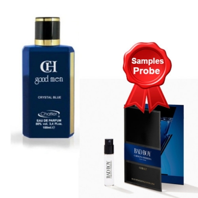 Chatler CH Good Men Crystal Blue 100 ml + Perfume Sample Spray Carolina Herrera Bad Boy Cobalt