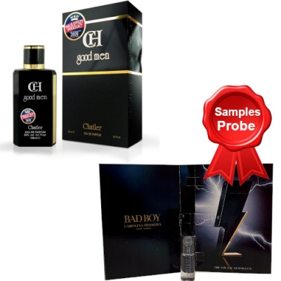 Chatler CH Good Men 100 ml + Perfume Sample Spray Carolina Herrera Bad Boy