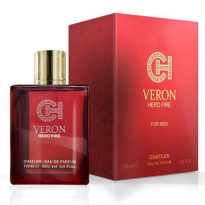 Chatler Veron Hero Fire 100 ml + Perfume Sample Spray Versace Eros Flame