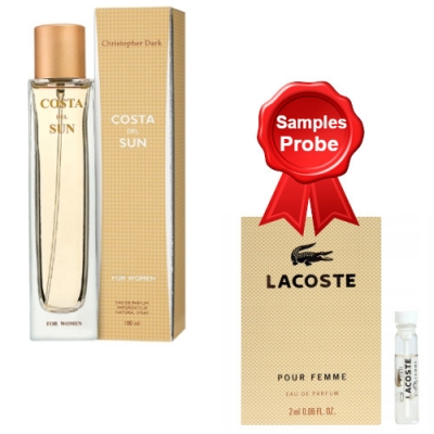 Christopher Dark Costa Del Sun Brown 100 ml + Perfume Sample Lacoste Pour Femme