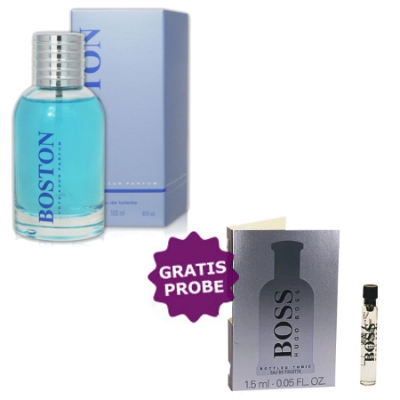 Cote Azur Boston Blue Men 100 ml + Perfume Sample Spray Hugo Boss Bottled Tonic
