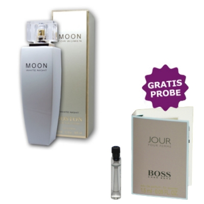 Cote Azur Boston Moon White Night 100 ml + Perfume Sample Spray Hugo Boss Jour Femme