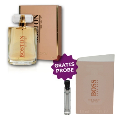 Cote Azur Boston The Story 100 ml + Perfume Sample Spray Hugo Boss The Scent Her