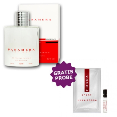 Cote Azur Panamera Ocean Men 100 ml + Perfume Sample Spray Prada Luna Rossa Eau Sport