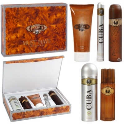 Cuba Gold Must Have - Set for Men, 2 x Eau de Toilette, Deodorant, Aftershave, Showergel
