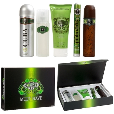 Cuba Must Have Green - Set for Men, 2 x Eau de Toilette, Showergel, Aftershave, Deospray