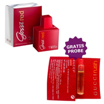 JFenzi Gossi Red 100 ml + Perfume Sample Spray Gucci Rush