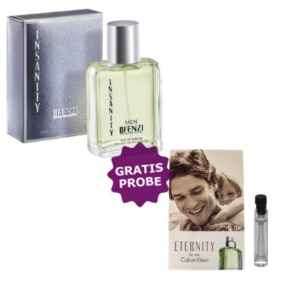JFenzi Insanity Men 100 ml + Perfume Sample Spray Calvin Klein Eternity Men
