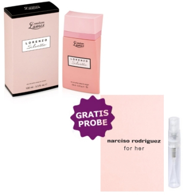 Lamis Lorenzo Silvetto Women 100 ml + Perfume Sample Spray Narciso Rodriguez Her