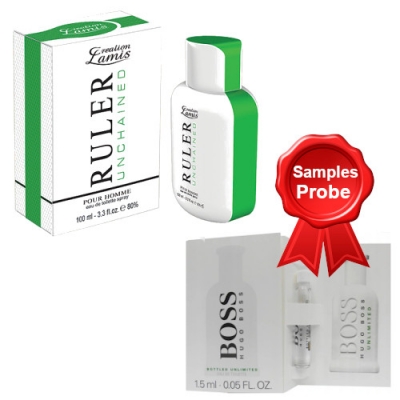 Lamis Ruler Unchained 100 ml + Perfume Sample Spray Hugo Boss Bottled Unlimited