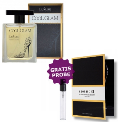 Luxure Cool Glam 100 ml + Perfume Sample Carolina Herrera Good Girl