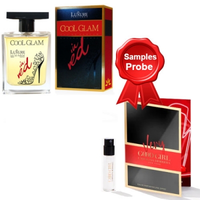 Luxure Cool Glam in Red 100 ml + Perfume Sample Spray Carolina Herrera Very Good Girl
