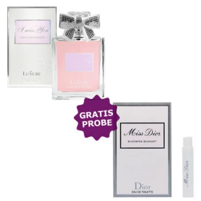Luxure I Miss You Groving Garden 100 ml + Perfume Sample Spray Dior Chérie Blooming Bouquet