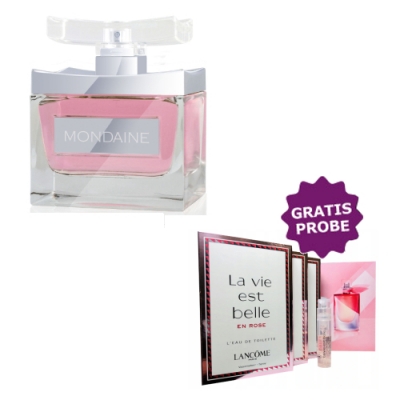 Paris Bleu Mondaine Blooming Rose 95 ml + Perfume Sample Spray Lancome La Vie Est Belle en Rose