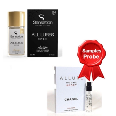 Sensation 124 All Lures Sport 36 ml + Perfume Sample Chanel Allure Homme Sport