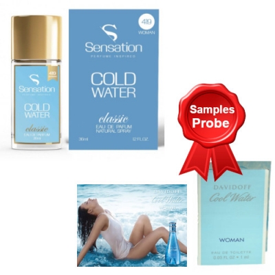 Sensation 419 Cold Water 36 ml + Perfume Sample Davidoff Cool Water Women